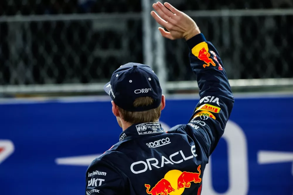 World Champion Max Verstappen, Red Bull Racing, celebrates in Parc Ferme