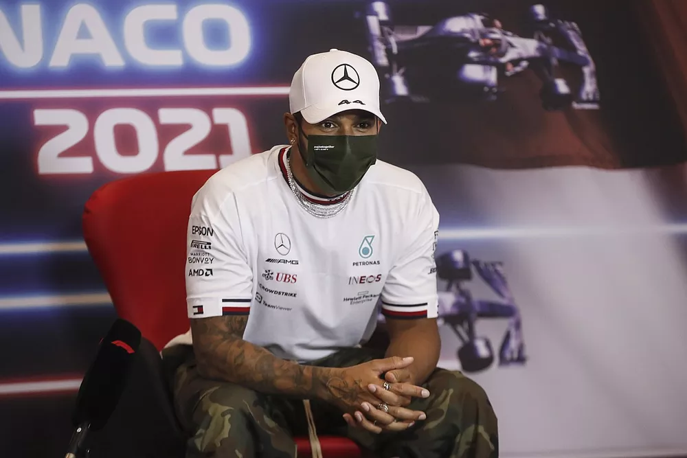 Lewis Hamilton, Mercedes, en conf&eacute;rence de presse