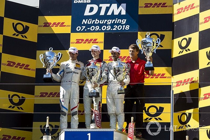 Podio: ganador de la carrera Ren&eacute; Rast, equipo Sport Sport Rosberg, segundo puesto Bruno Spengler, BMW Team RBM y tercer puesto Gary Paffett, equipo Mercedes-AMG HWA