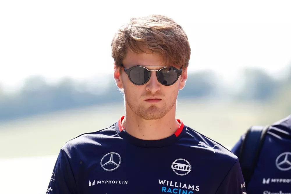 Logan Sargeant, Williams Racing, arrives at the track