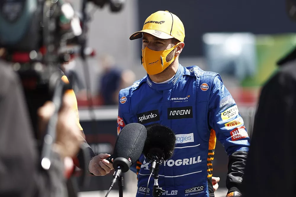 Daniel Ricciardo, McLaren, is interviewed after Qualifying