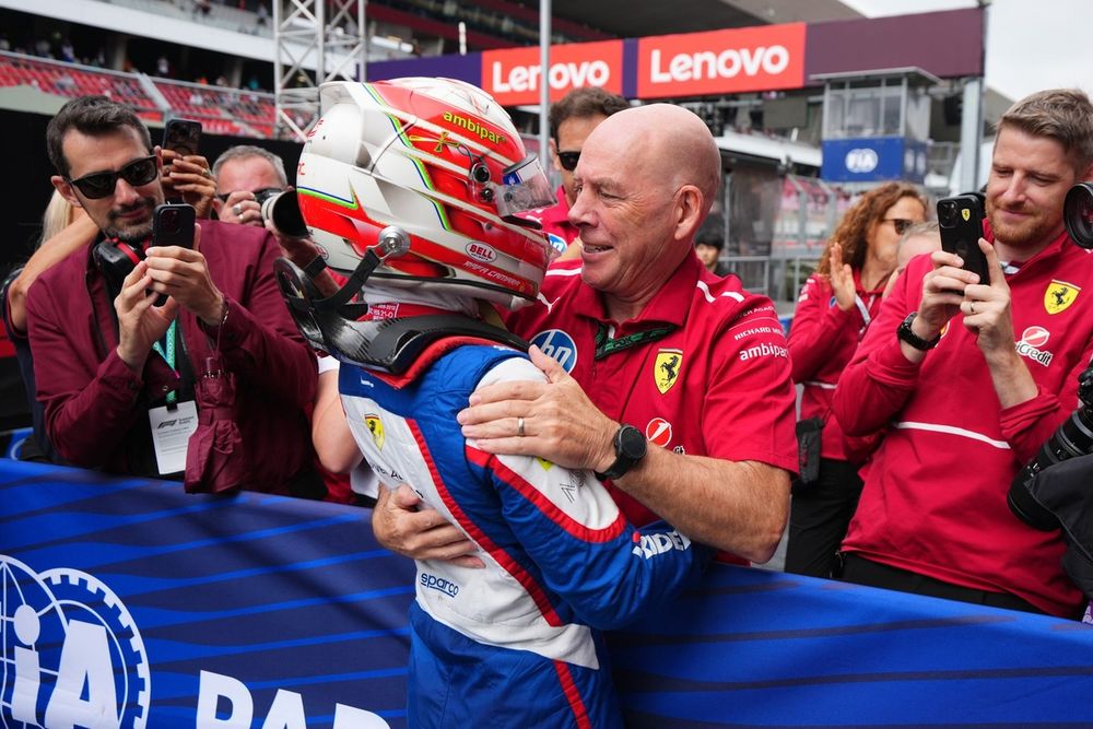 F3 Drivers champion and race winner Rafael Camara, Trident with Jock Clear, Senior Performance Engineer of Scuderia Ferrari
