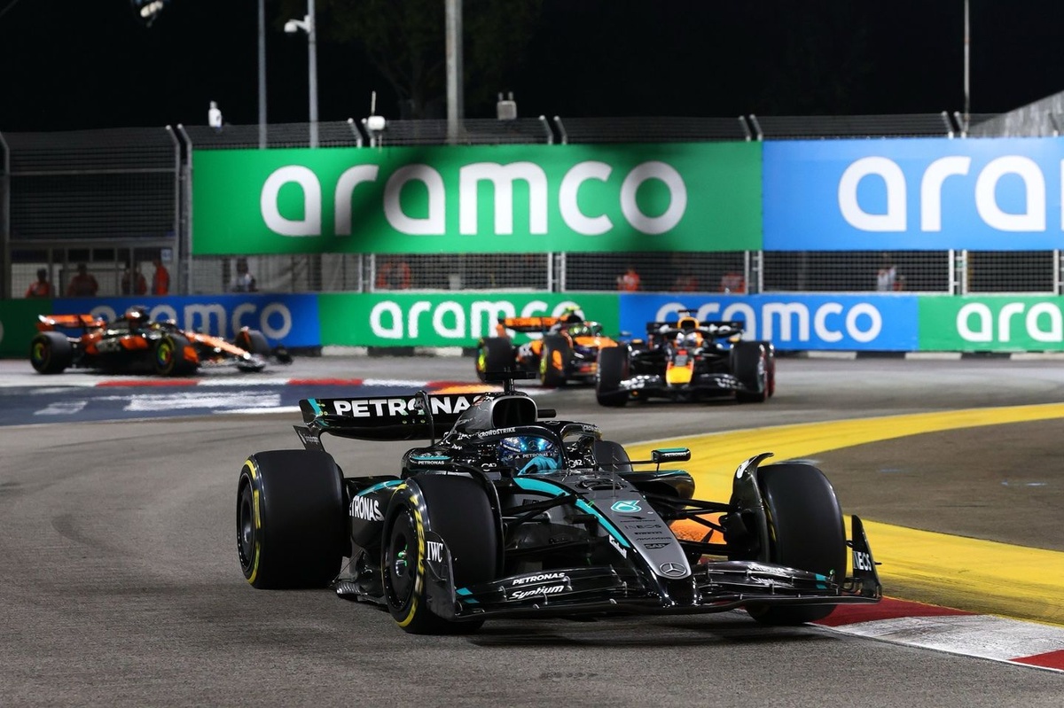 F1 Singapore GP: Russell streaks to second win of 2025, McLaren seals constructors' title