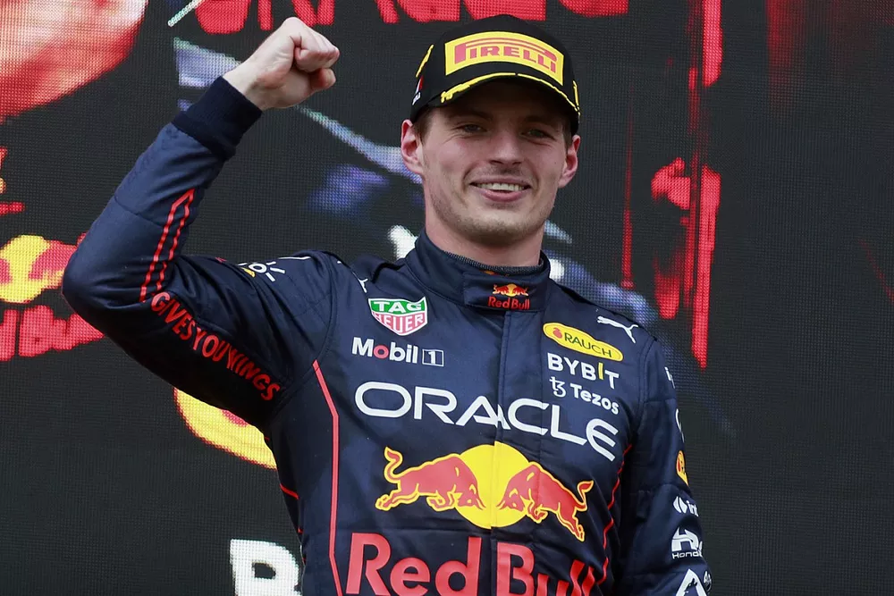 Podium: race winner Max Verstappen, Red Bull Racing