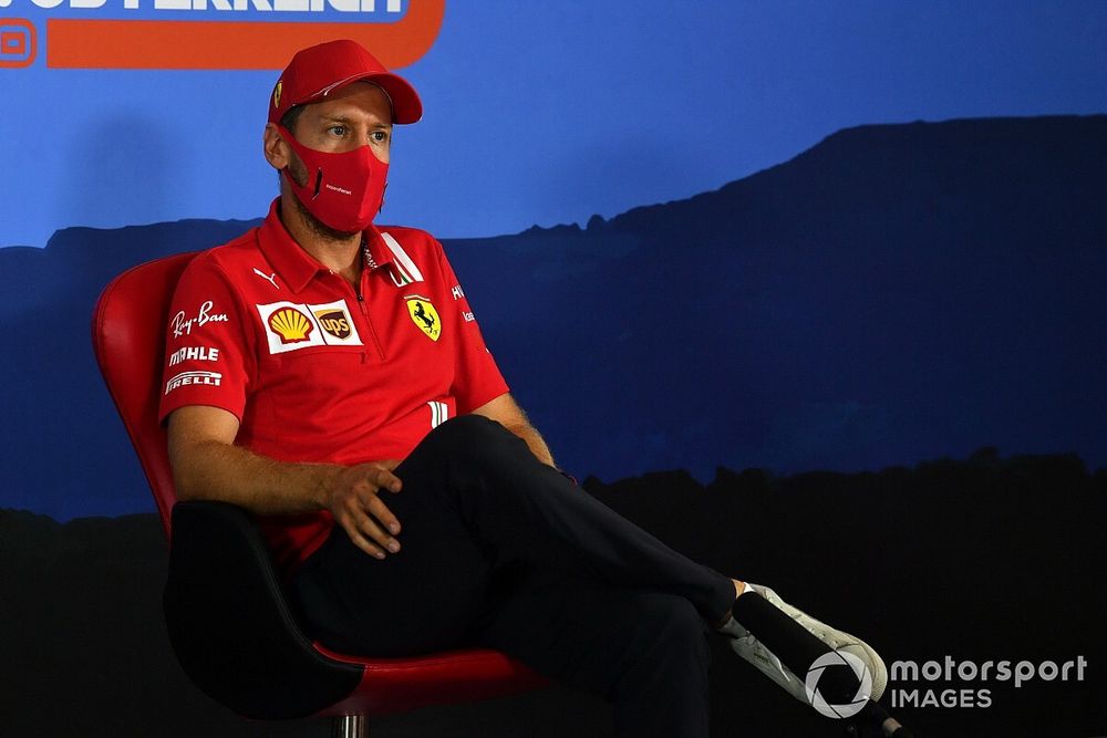 Sebastian Vettel, Ferrari en la conferencia de prensa 