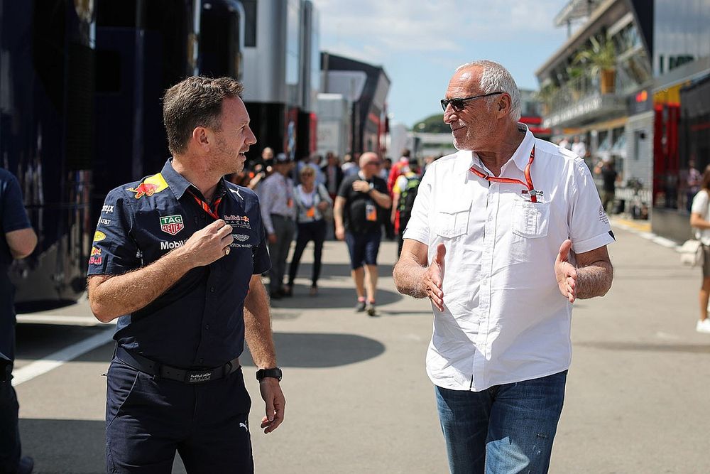 Christian Horner, jefe de equipo de carreras de Red Bull y Dietrich Mateschitz, CEO y fundador de Re