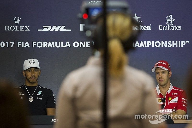Lewis Hamilton, Mercedes AMG F1 and Sebastian Vettel, Ferrari