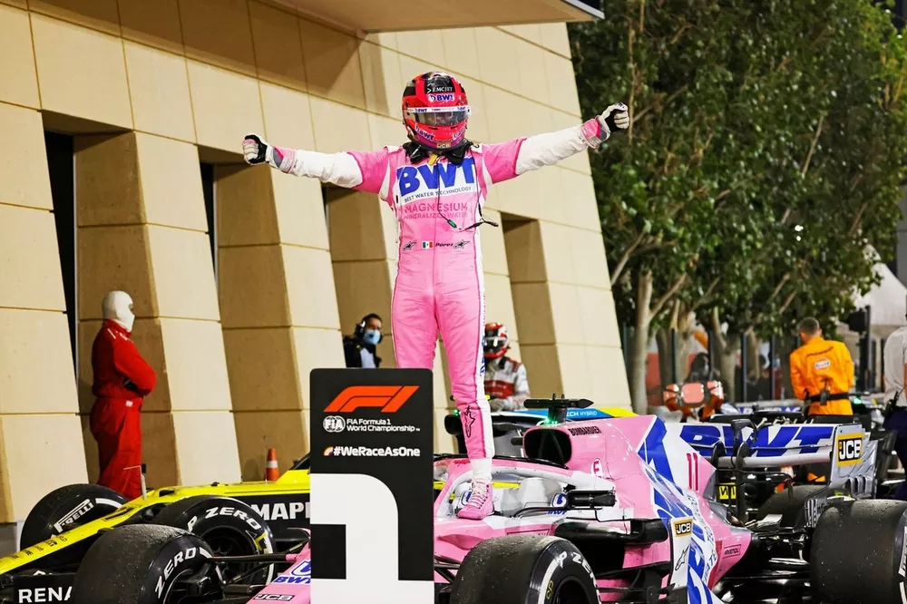 Sergio Perez, Racing Point, fête dans le parc fermé