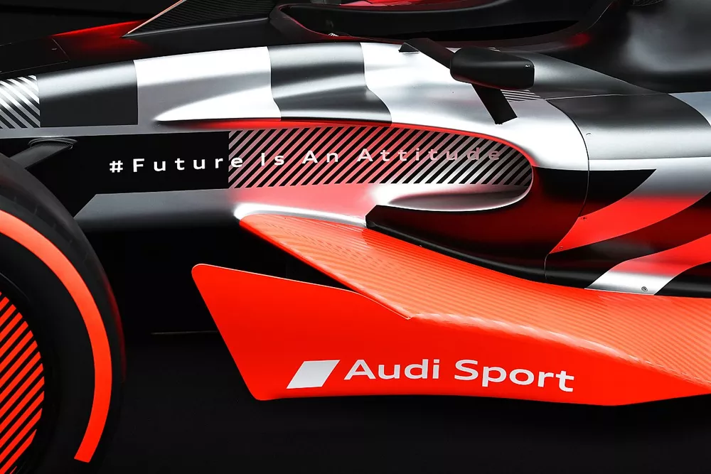 La monoplace de de pr&eacute;sentation d'Audi F1