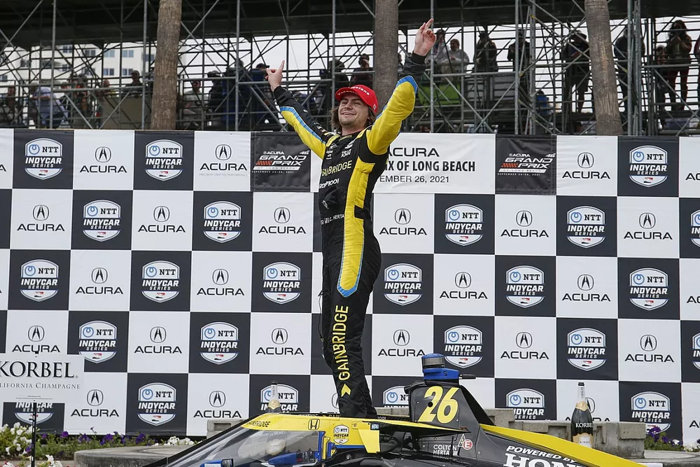 Race winner Colton Herta, Andretti Autosport w/ Curb-Agajanian Honda