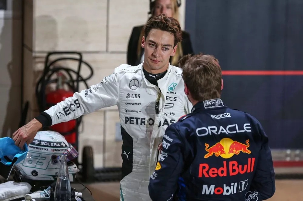 Pole man Max Verstappen, Red Bull Racing, George Russell, Mercedes-AMG F1 Team
