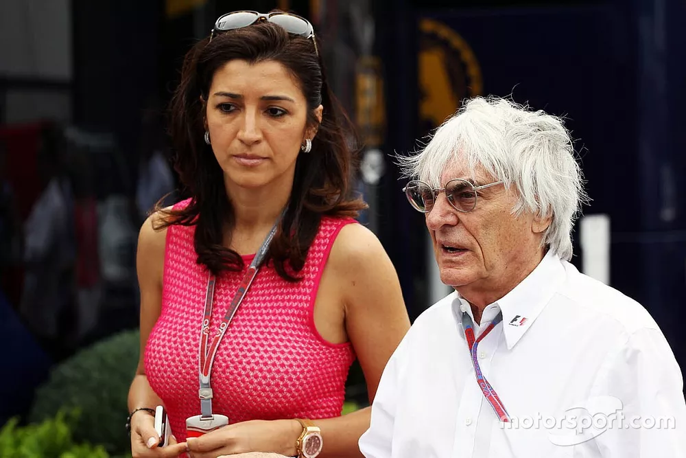 Bernie Ecclestone, CEO Formula One Group, with fiance Fabiana Flosi