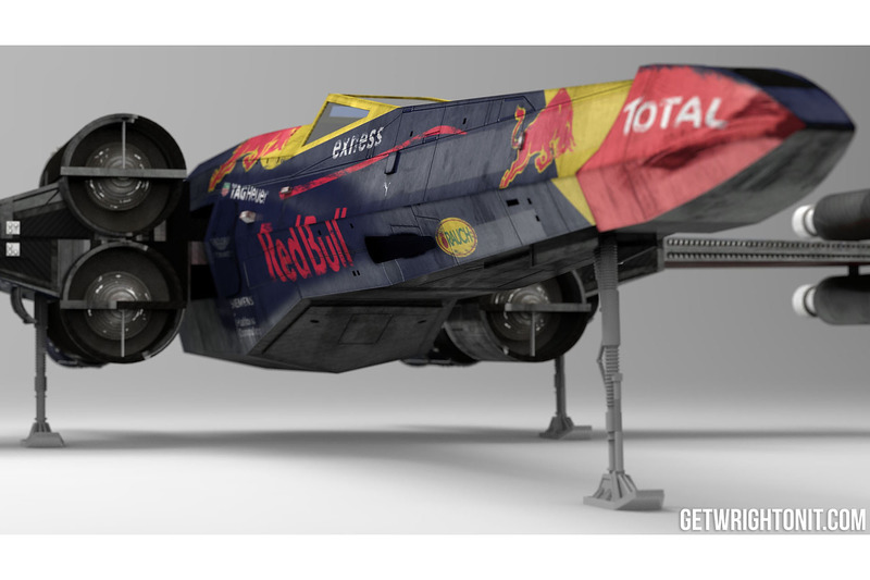 Star Wars X-Wing mit Red Bull Racing-Design