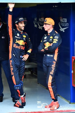 Daniel Ricciardo, Red Bull Racing y Max Verstappen, Red Bull Racing celebran en parc ferme