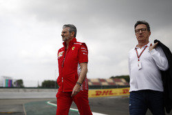 Maurizio Arrivabene, directeur de Ferrari et Louis Camilleri,président de Philip Morris parcourent la piste à pied