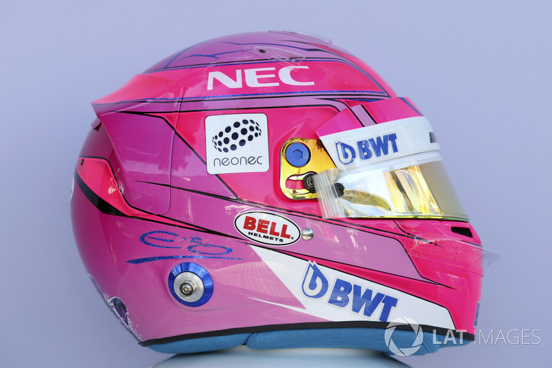 Le casque de Esteban Ocon, Force India F1