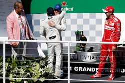 Podium: winner Sebastian Vettel, Ferrari, second place Valtteri Bottas, Mercedes AMG F1, Rubens Barr