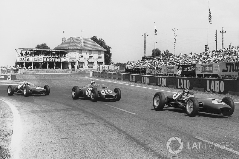 Jim Clark, Lotus 21, Giancarlo Baghetti, Ferrari Dino 156, Innes Ireland, Lotus 21