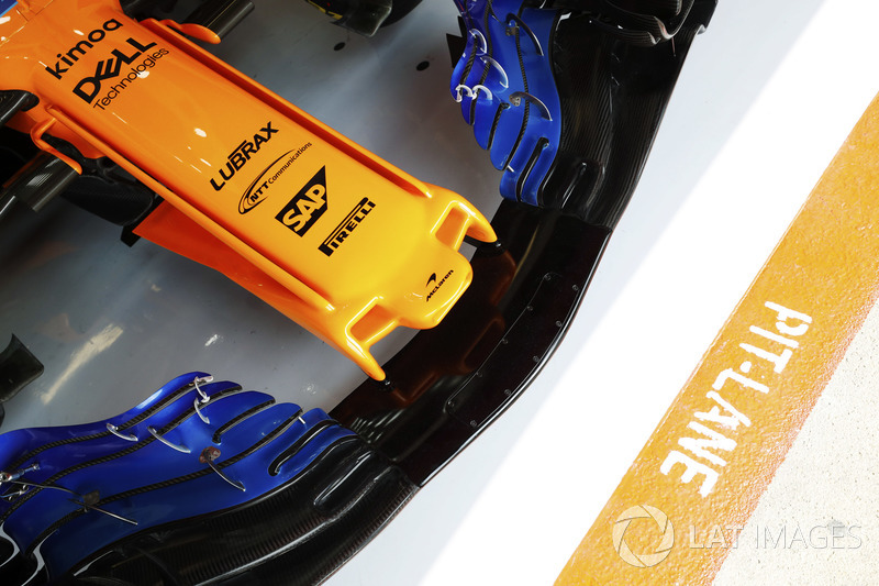 El alerón delantero del McLaren MCL33 a detalle