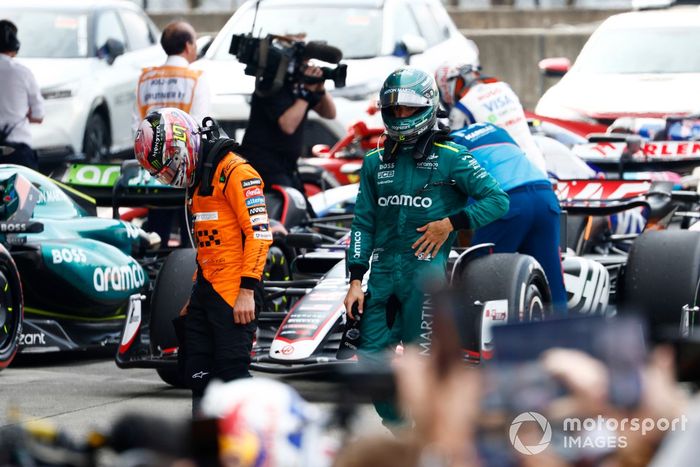 Lance Stroll, Aston Martin F1 Team, en Parc Ferme tras la carrera