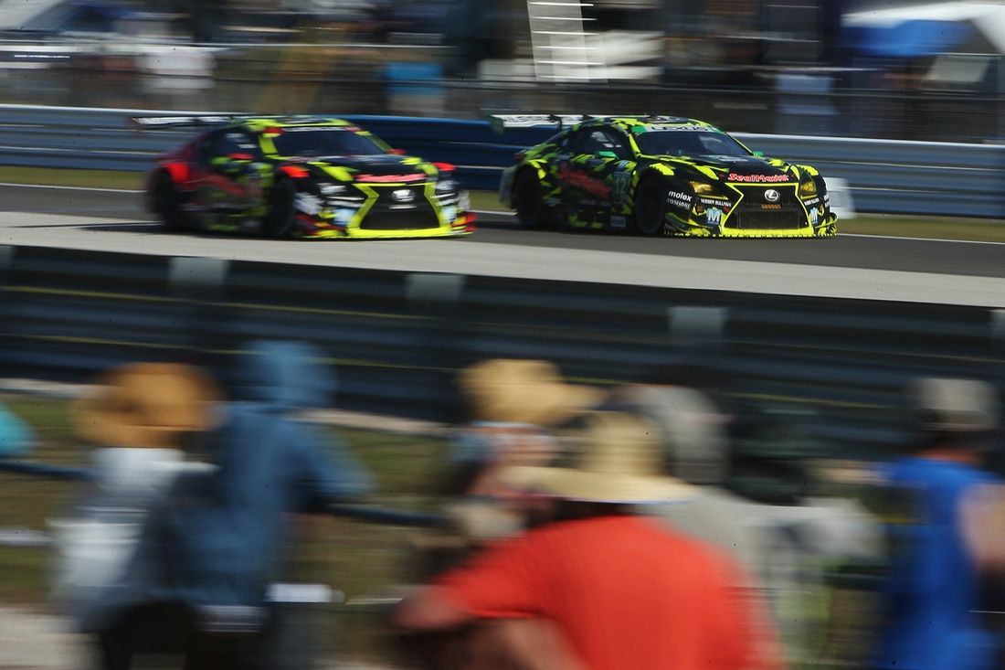 #12 Vasser Sullivan Racing Lexus RC F GT3: Jack Hawksworth, Parker Thompson, Frankie Montecalvo, #14 Vasser Sullivan Racing Lexus RC F GT3: Aaron Telitz, Kyle Kirkwood, Jose Maria Lopez.