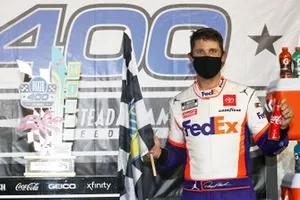 Race Winner Denny Hamlin, Joe Gibbs Racing, Toyota Camry