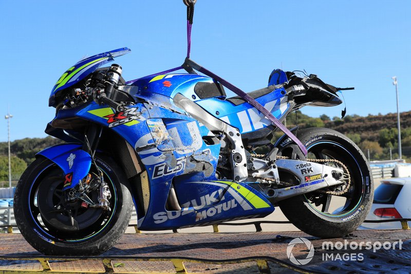 Moto accidentada de Joan Mir, Team Suzuki ECStar