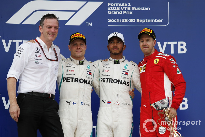 James Allison, Mercedes AMG F1 Technical Director, Valtteri Bottas, Mercedes AMG F1, Lewis Hamilton, Mercedes AMG F1 Sebastian Vettel, Ferrari