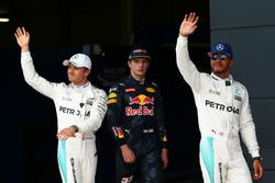 Pole for Lewis Hamilton, Mercedes AMG F1 W07 , 2nd for Nico Rosberg, Mercedes AMG Petronas F1 W07 and 3rd for Max Verstappen, Red Bull Racing RB12