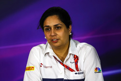Monisha Kaltenborn, team principal Sauber lors de la conférence de presse