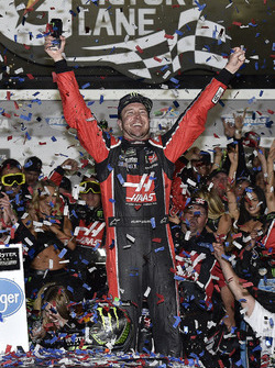 Kurt Busch, Stewart-Haas Racing Ford, celebrates after winning the Daytona 500