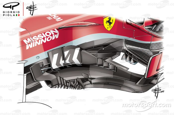 Ferrari SF71H: Bargeboard usado no GP dos Estados Unidos