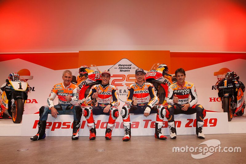 Mick Doohan, Alex Criville, Marc Márquez and Jorge Lorenzo, Repsol Honda Team
