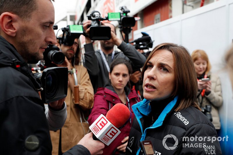 Claire Williams, Williams Deputy Team Principal talks with the media