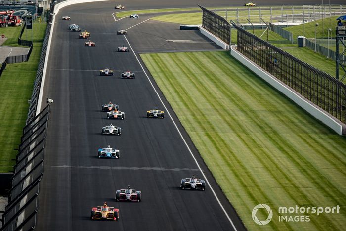 Ryan Hunter-Reay, Andretti Autosport Honda, Helio Castroneves, Meyer Shank Racing Honda, Takuma Sato, Rahal Letterman Lanigan Racing Honda, Alex Palou, Chip Ganassi Racing Honda