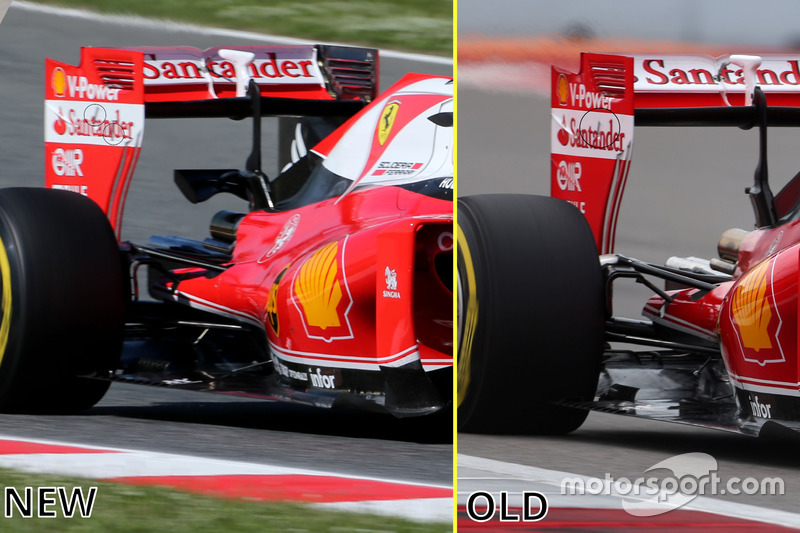 Ferrari SF16-H, Vergleich neuer und alter Heckflügel