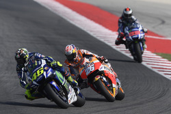 Valentino Rossi, Yamaha Factory Racing; Dani Pedrosa, Repsol Honda Team; Jorge Lorenzo, Yamaha Facto