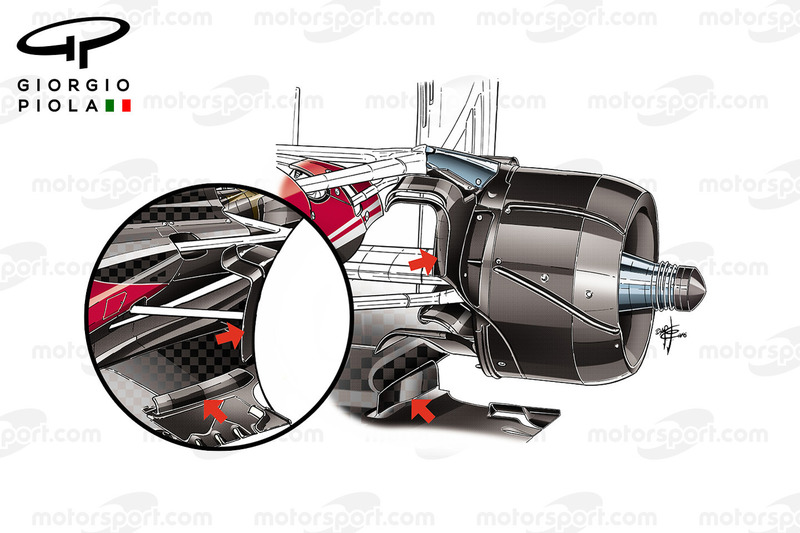 Comparaison des écopes de freins arrière, Ferrari SF16-H, GP du Brésil