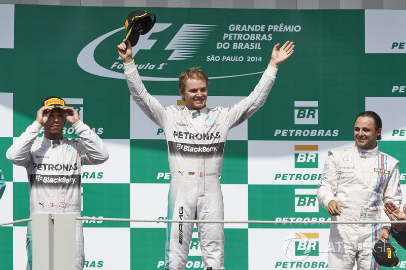 Podium: winnaar Nico Rosberg, tweede Mercedes AMG Lewis Hamilton, Mercedes AMG, derde Felipe Massa, 