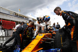 Fernando Alonso, McLaren, climbs into his car