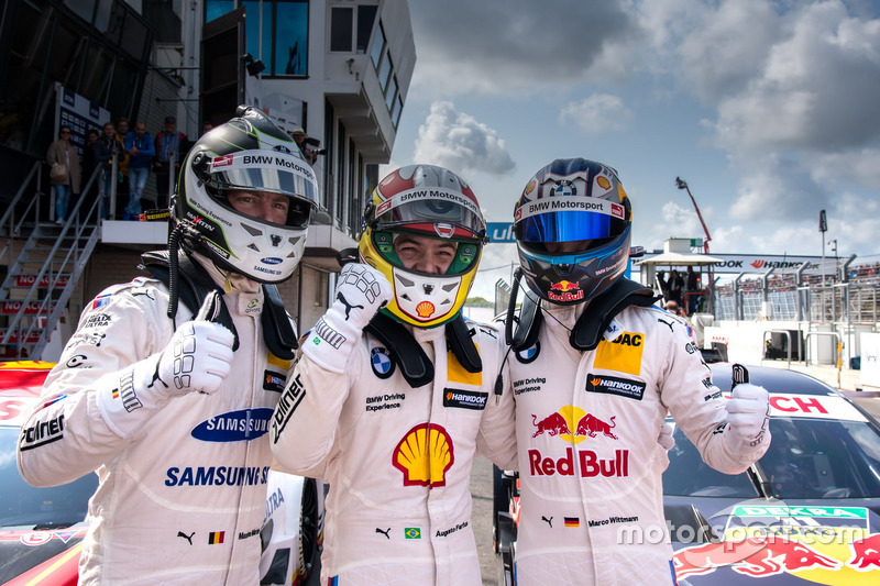 Top 3 after qualifying, Maxime Martin, BMW Team RBM, BMW M4 DTM, Polesitter Augusto Farfus, BMW Team