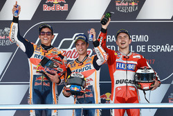 Podium : le vainqueur Dani Pedrosa, Repsol Honda Team, le deuxième, Marc Marquez, Repsol Honda Team, le troisième, Jorge Lorenzo, Ducati Team