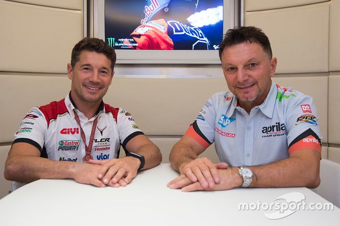 Lucio Cecchinello, Team LCR Honda director del equipo y Fausto Gresini, Aprilia Gresini Racing Team 