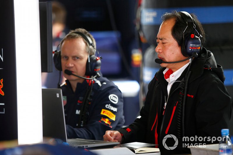 Honda team member in the Red Bull Racing garage