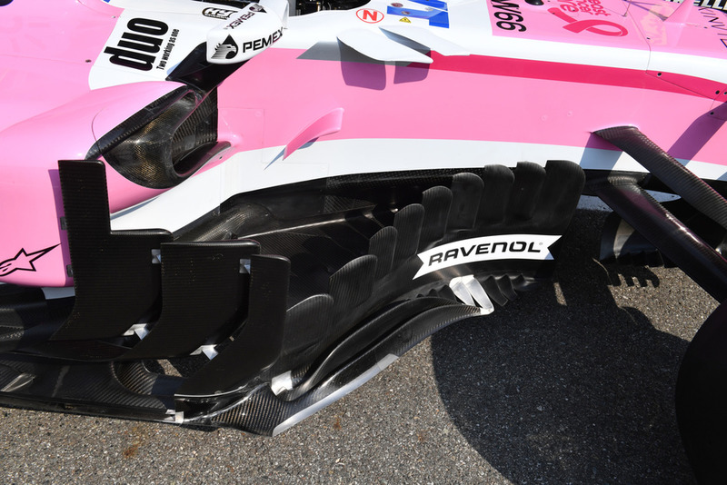 Vue détaillée des déflecteurs de la Racing Point Force India VJM11