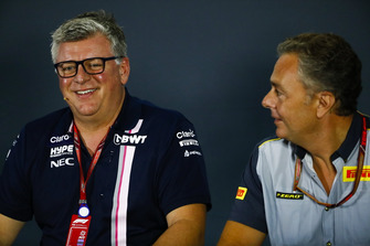 Otmar Szafnauer, Racing Point Force India Team Principal, and Mario Isola, Racing Manager, Pirelli Motorsport, in a press conference