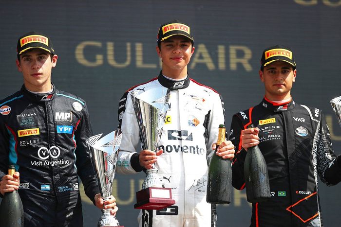 Podio: el ganador Pepe Martí, Campos Racing, el segundo clasificado Franco Colapinto, MP Motorsport, el tercer clasificado Caio Collet, Van Amersfoort Racing