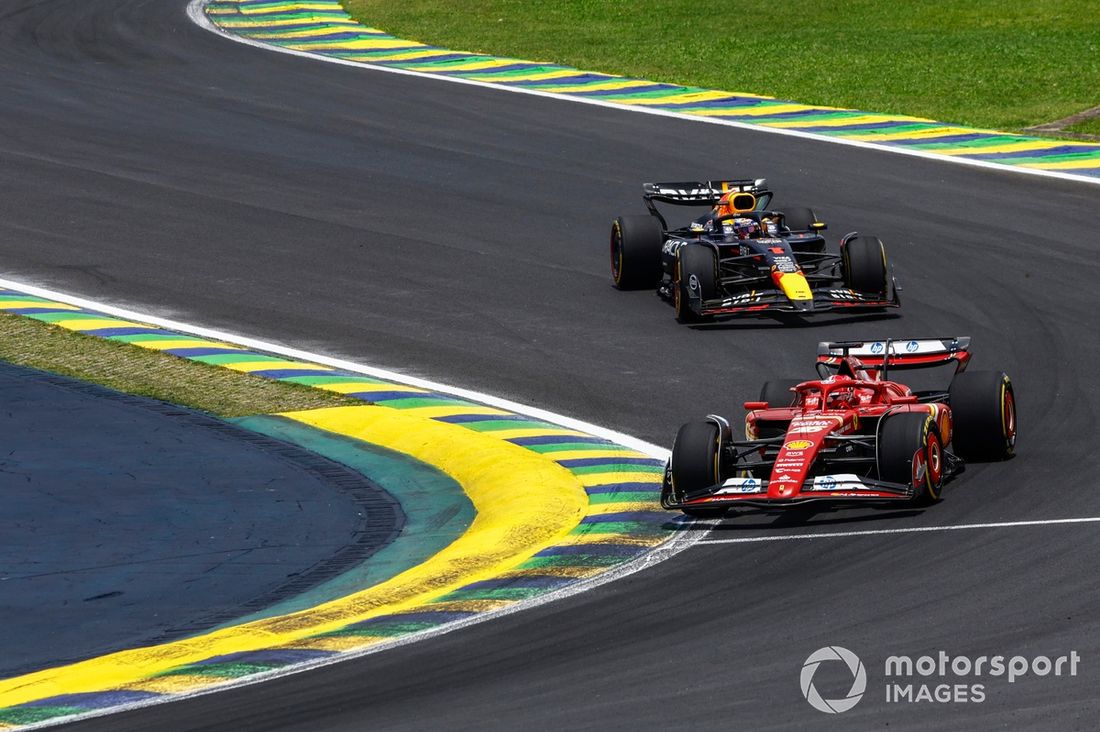 Charles Leclerc, Ferrari SF-24, Max Verstappen, Red Bull Racing RB20, George Russell, Mercedes F1 W15