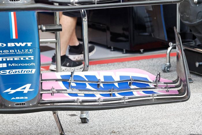 Alpine A523, detalles del morro y del alerón delantero