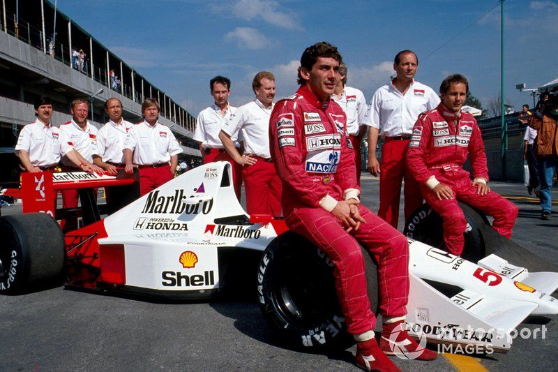 Honda celebra 50 victorias de GP, Ayrton Senna y Gerhard Berger, McLaren MP5/B
